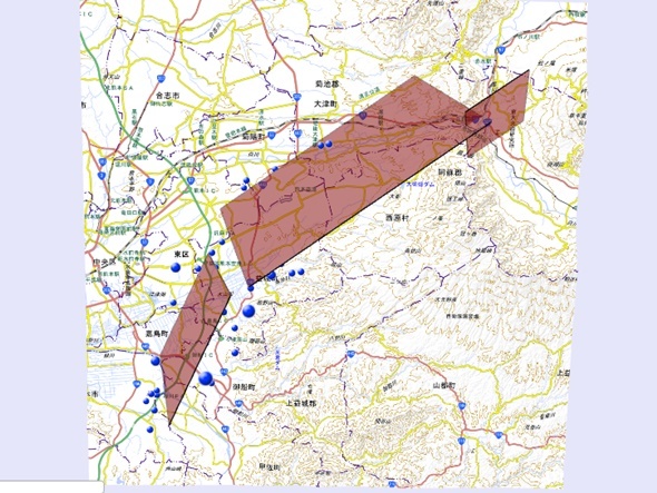 地理院地図、断層や震源を３D表示