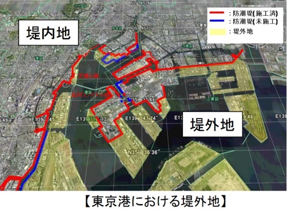 港湾堤外地の高潮対策でタイムライン