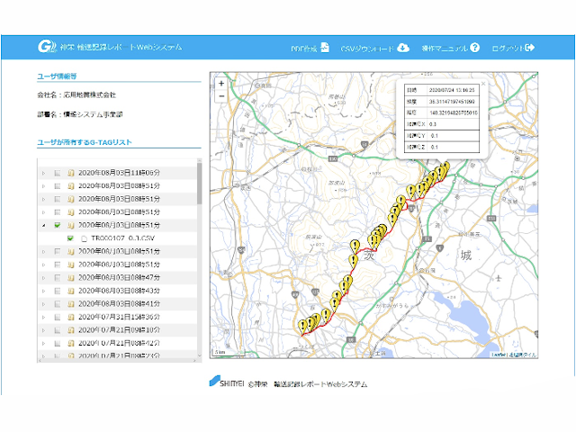 センサー情報と位置情報を記録するクラウド型輸送貨物監視システム