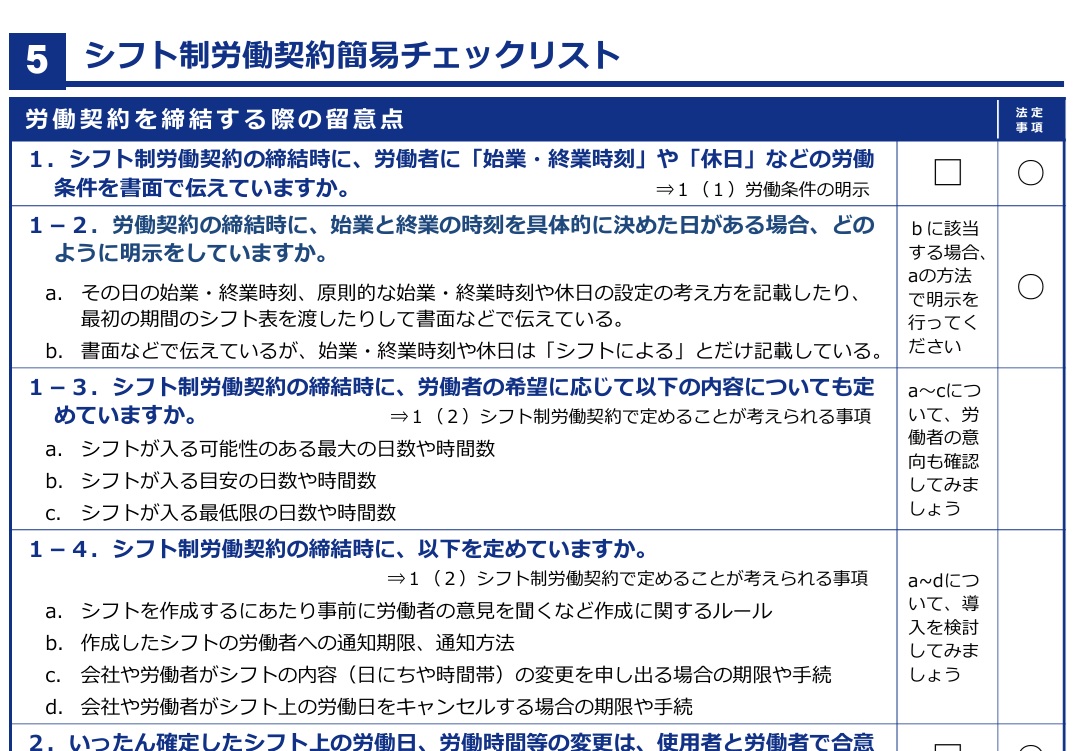 ガイドライン改定シフトで働く従業員の有給休暇